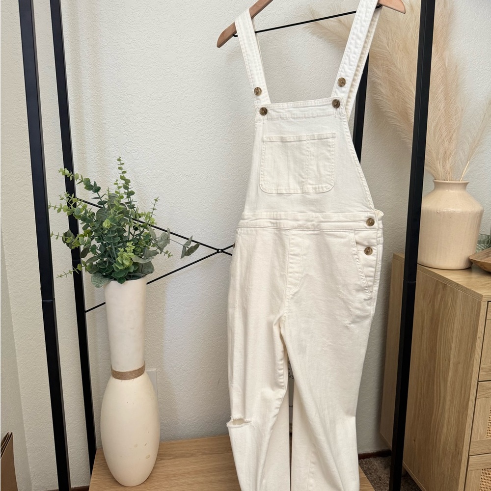 Women's Cream Denim Overalls